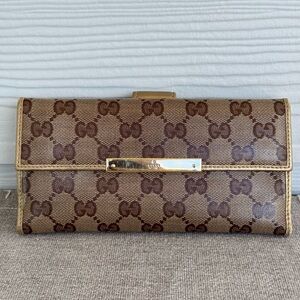Gucci Tan and Brown Monogram Wallet